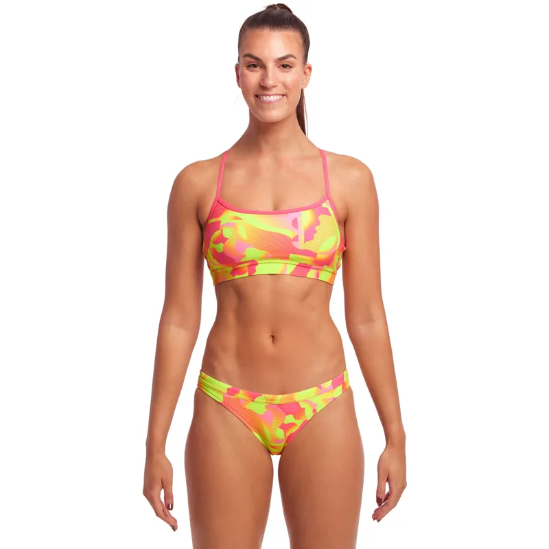 Funkita Ladies Swim Crop Top Pinged Pink-1